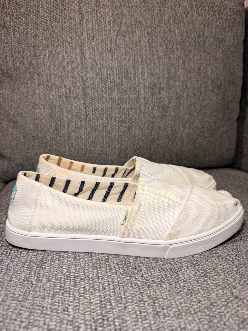 Toms Women's Alpargata Canvas Cupsole slip on sneakers shoes white size 10W